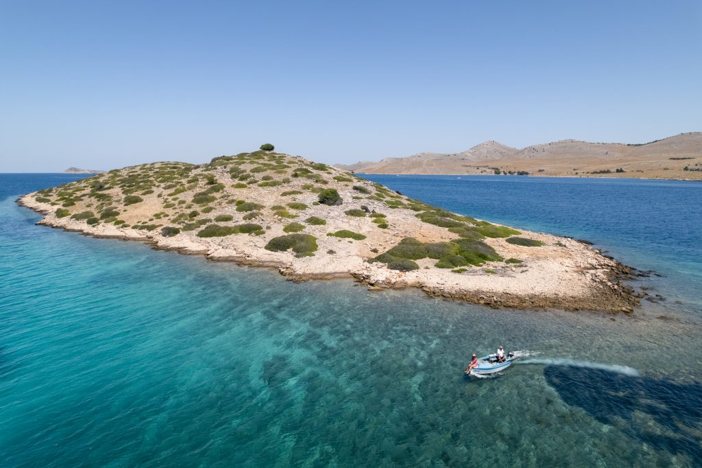Aerial view of the Kornati Islands archipelago near Zadar