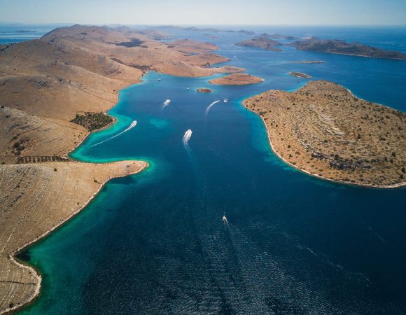 Boat anchored in a Kornati cove