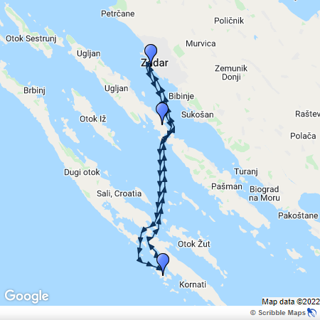 Kornati Day Cruise route map