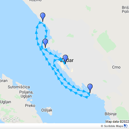 Zadar Sunset Cruise route map